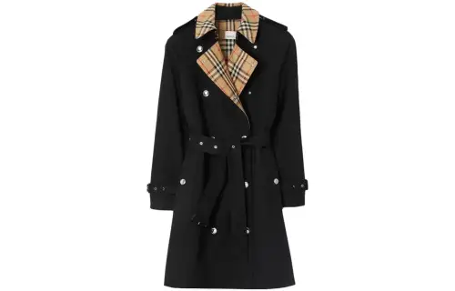 Vintage Check-trim trench coat