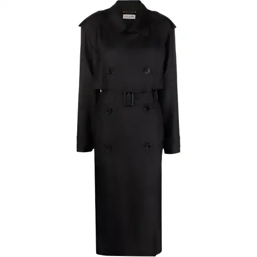 SAINT LAURENT Trench Coat Women's Black