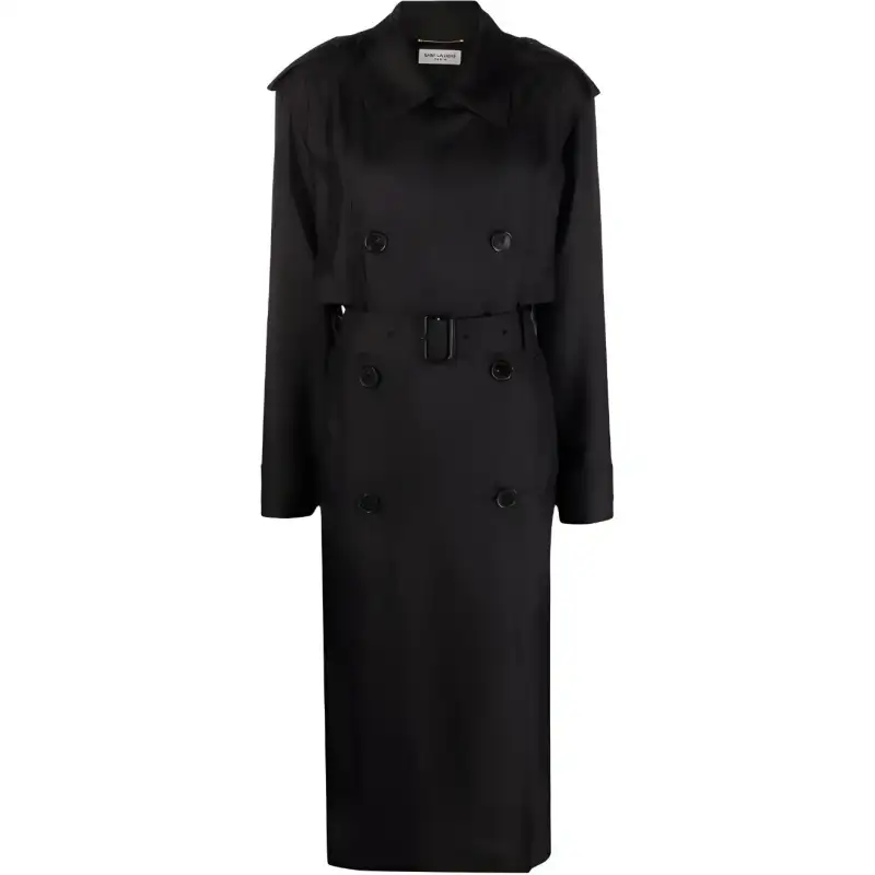 SAINT LAURENT Trench Coat Women's Black