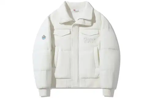 Li Ning Puffer Jackets Women's Ivory Lapel Moderate Puffer Jacket