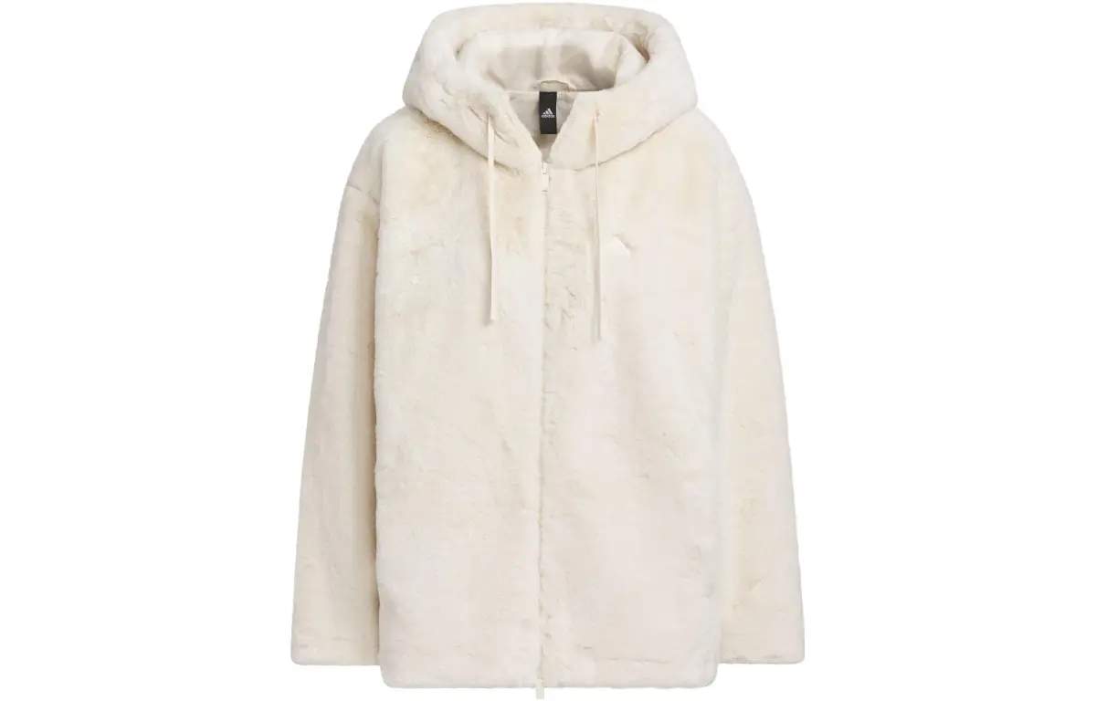 Adidas Velvet Jackets Women's Wonder White Hooded Moderate