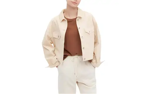UNIQLO Cropped Coats Women's Ivory Lapel Moderate