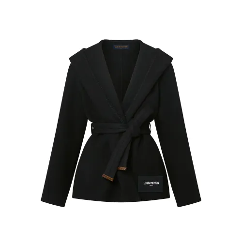 Lv Signature Short Hooded Wrap Coat