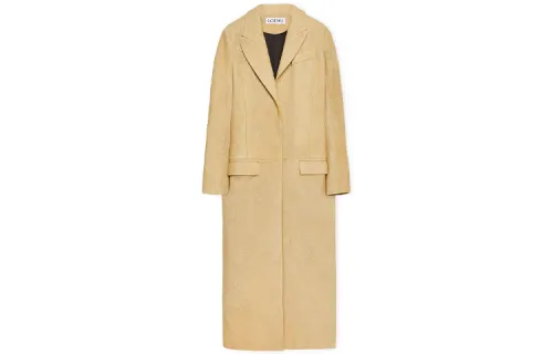 LOEWE Leather Jackets Women's Beige Yellow Lapel Moderate Other