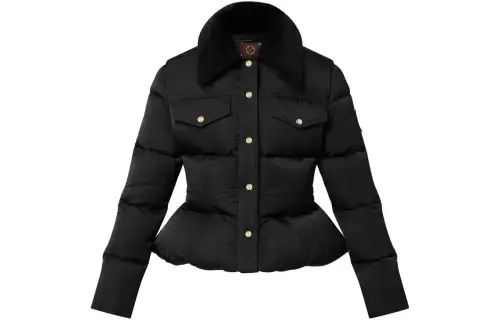 LOUIS VUITTON Crinkled Nylon Peplum Puffer Jacket