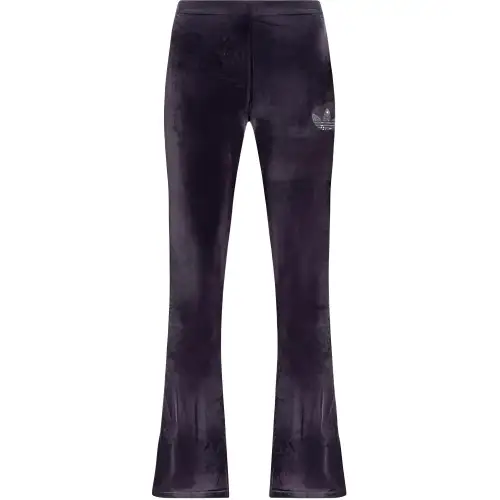 Adidas Women's Velvet Rhinestone Trefoil Joggers Aurora Black