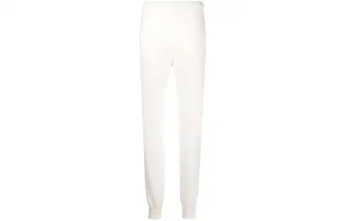 PRADA Knitted Sweatpants Women's White Moderate Cuffed Pants
