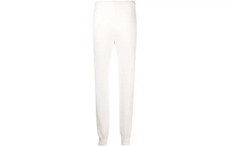 PRADA Knitted Sweatpants Women's White Moderate Cuffed Pants