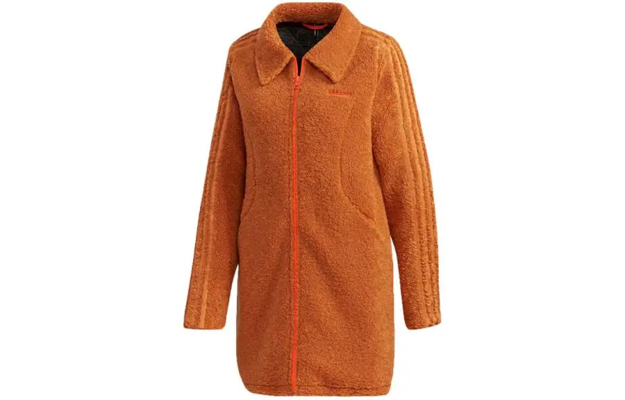 Adidas Velvet Jackets Women's Orange Red Lapel