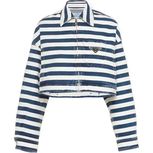 Prada 2010s cotton-denim striped jacket
