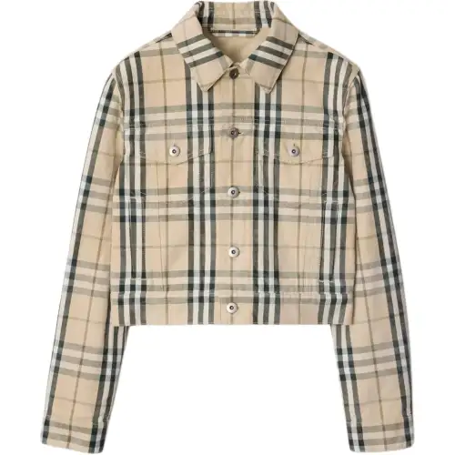 Burberry Checked Buttoned Long-Sleeved Jacket