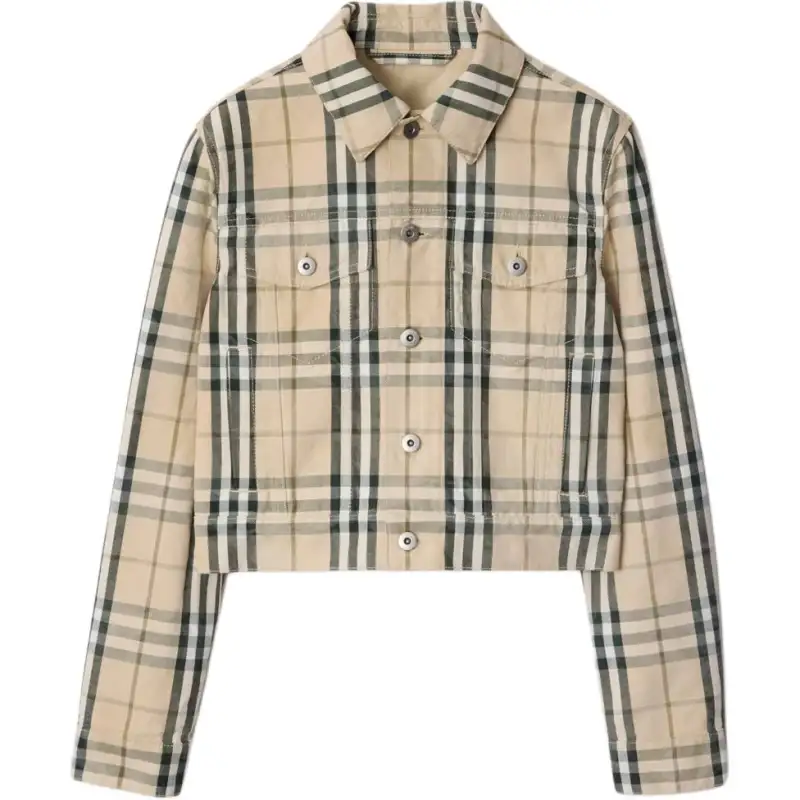 Burberry Checked Buttoned Long-Sleeved Jacket