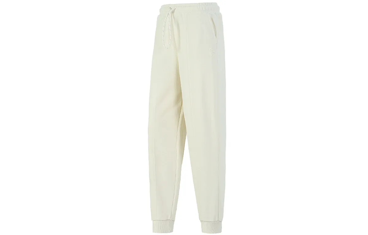 PUMA Knitted Sweatpants Women's Ecru Moderate Straight Fit Pants