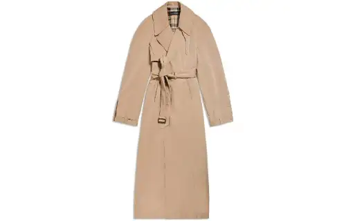 Balenciaga Patterned Checkered Oversized Trench Coat