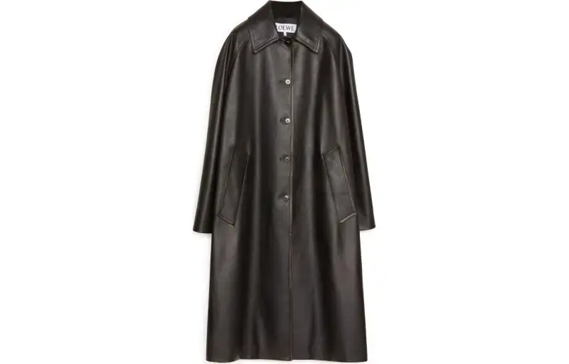 LOEWE Coats Women's Brown Lapel Moderate Straight Fit