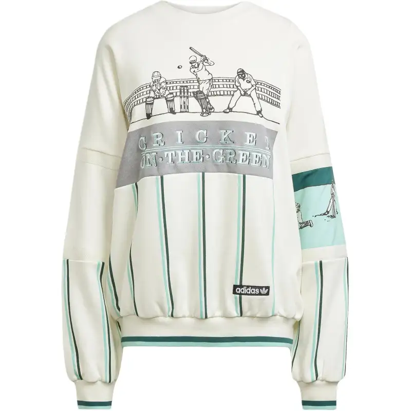 Adidas Originals cricket-print striped sweatshirt