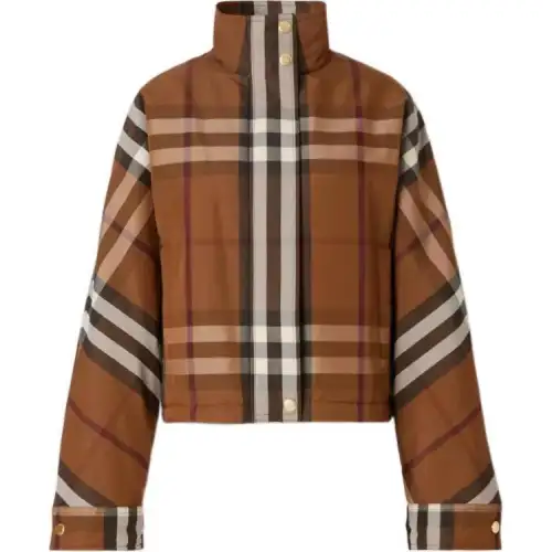【Previous Season】check funnel-neck cropped jacket