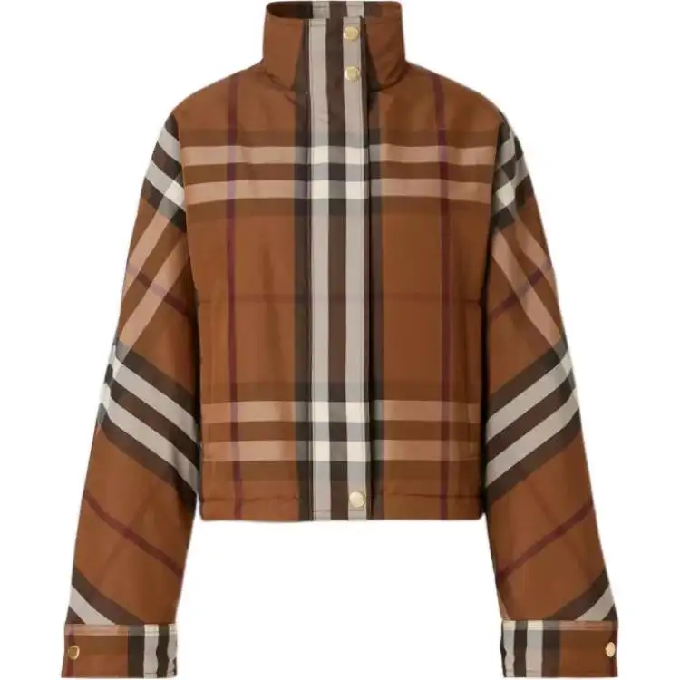 【Previous Season】check funnel-neck cropped jacket