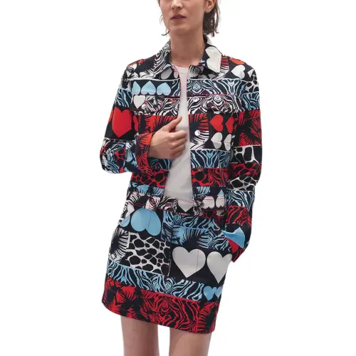 HERMES Denim Jackets Women's Multicolor Lapel Moderate Straight Fit