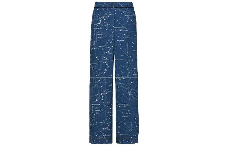 DIOR Quarterly New Products Casual Pants Women's Blue Straight Fit Pants
