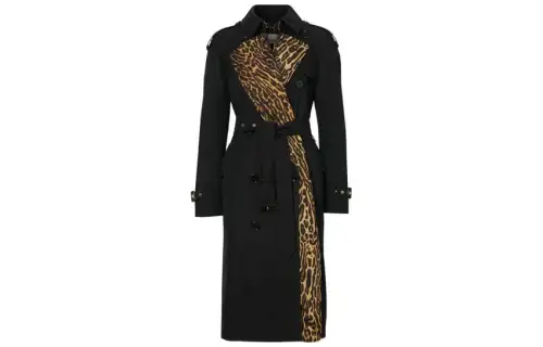 Burberry Trench Coats Women's Black V Neck Moderate