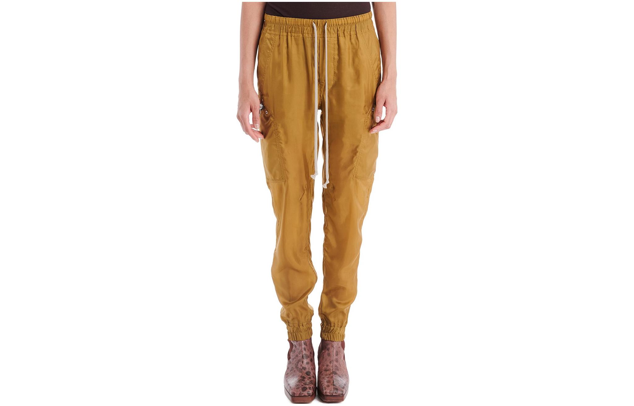 RICK OWENS Knitted Sweatpants Women's Yellow Moderate Cuffed Pants
