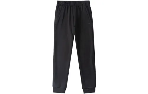ANTA Knitted Sweatpants Women's Black Thickened Straight Fit Pants