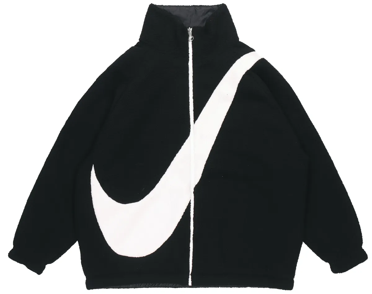 Nike Velvet Jackets Women's Black Stand Collar Thickened And Fleece-Lined
