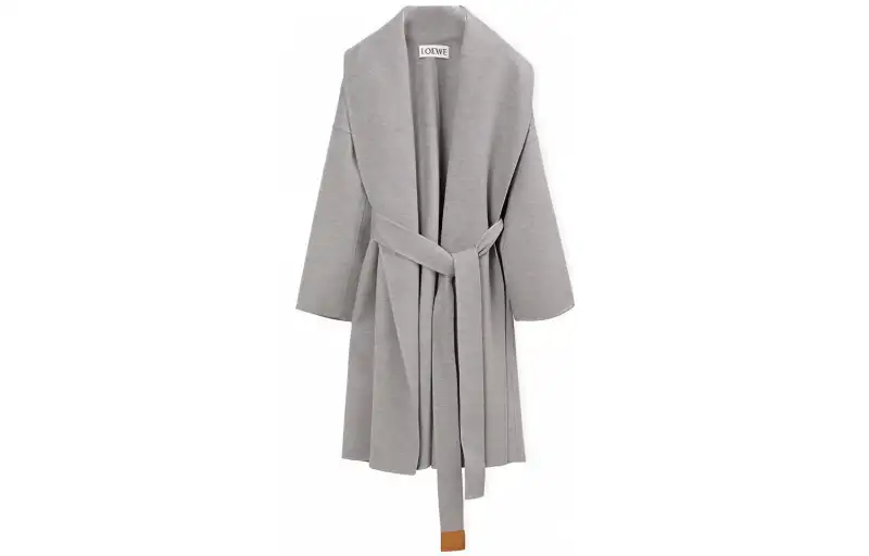 LOEWE Coats Women's Heather Gray Lapel Moderate