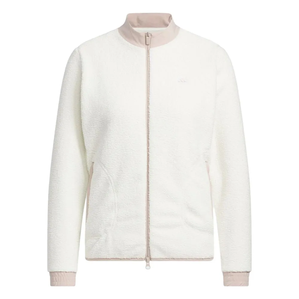 Adidas Velvet Jackets Women's White Crew Neck Moderate