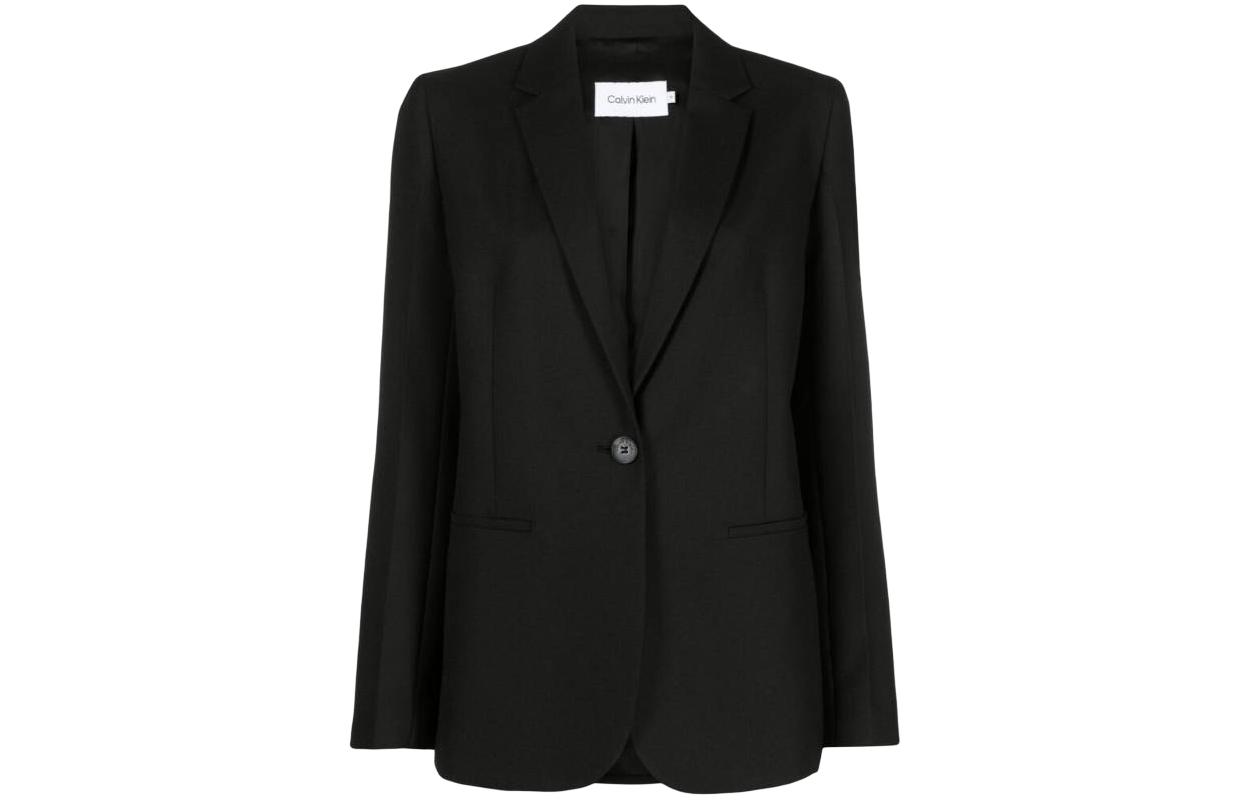 CALVIN KLEIN SS24 Essential Tailored Blazer Business Suit Coat Women's Black