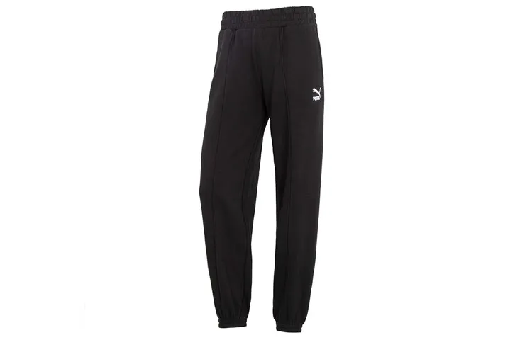 PUMA Knitted Sweatpants Women's Black Moderate Cuffed Pants