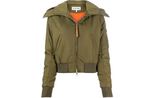 LOEWE Cropped Coats Women's Green Hooded Moderate