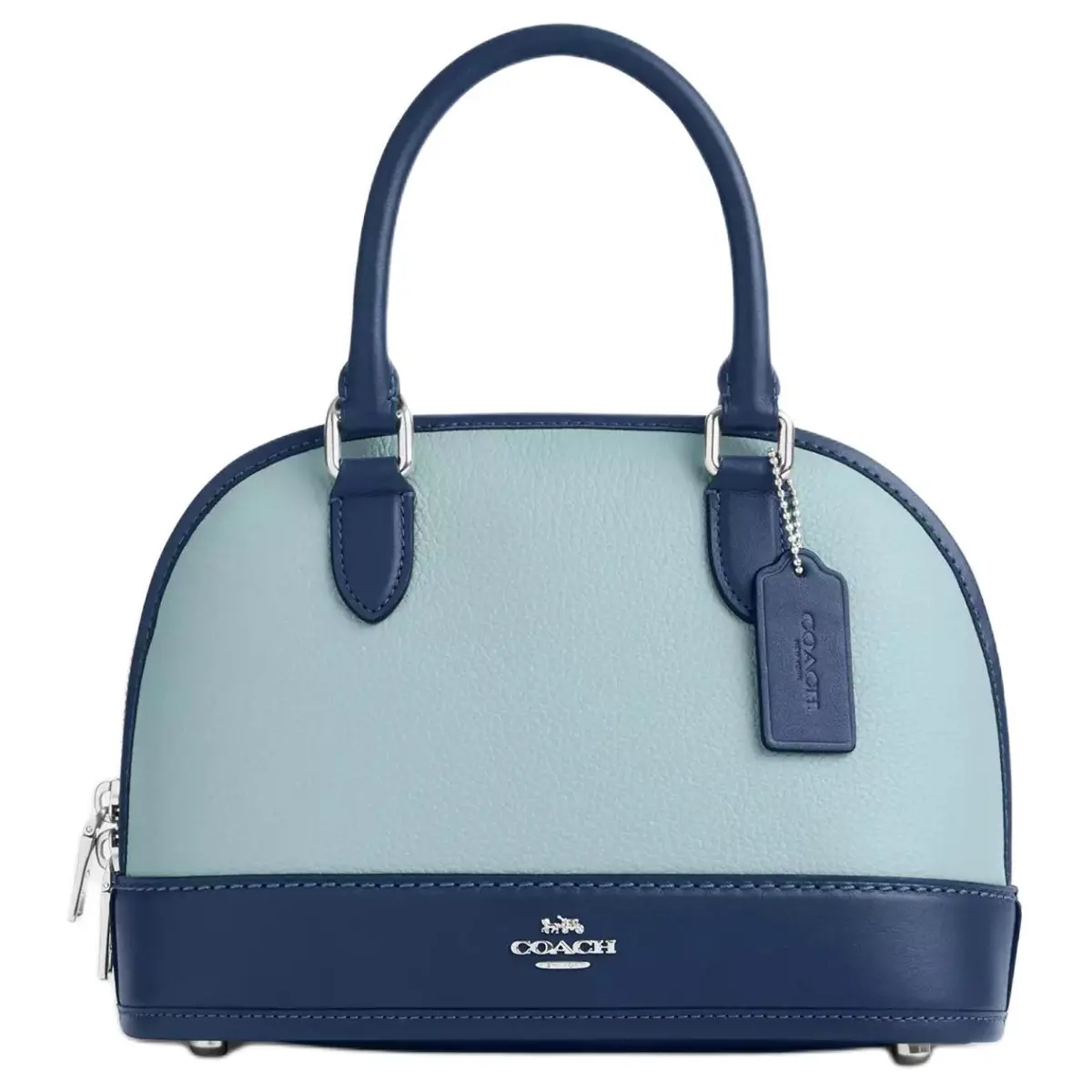 COACH Leather Handbag Medium Women's Light Blue & Dark Blue