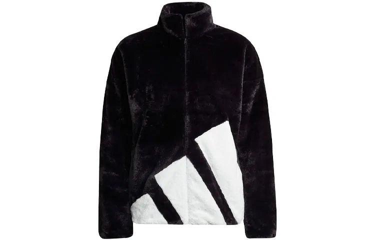 Adidas Velvet Jackets Women's Black Stand Collar Thickened