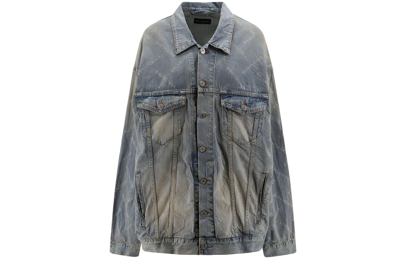 Balenciaga Allover Logo Denim Jacket