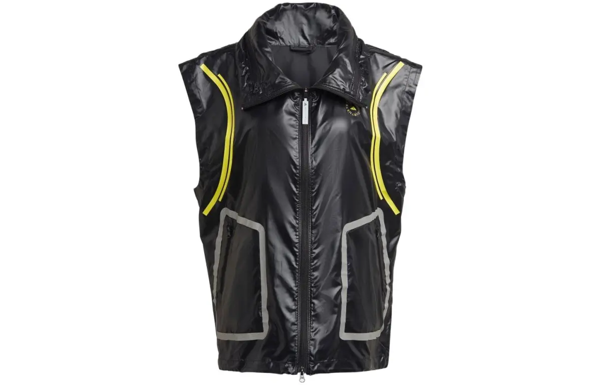 Adidas Vests Women's Black Lapel Moderate Straight Fit