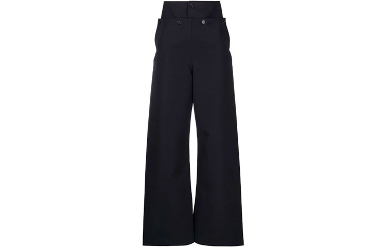 Maison Margiela Casual Pants Women's Blue Moderate Wide Leg Pants