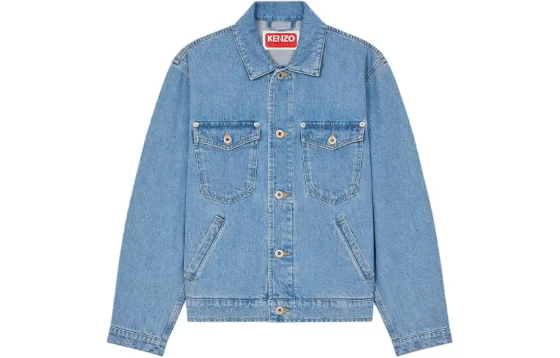KENZO SS24 Denim Jacket Women's Stone Drift White Blue