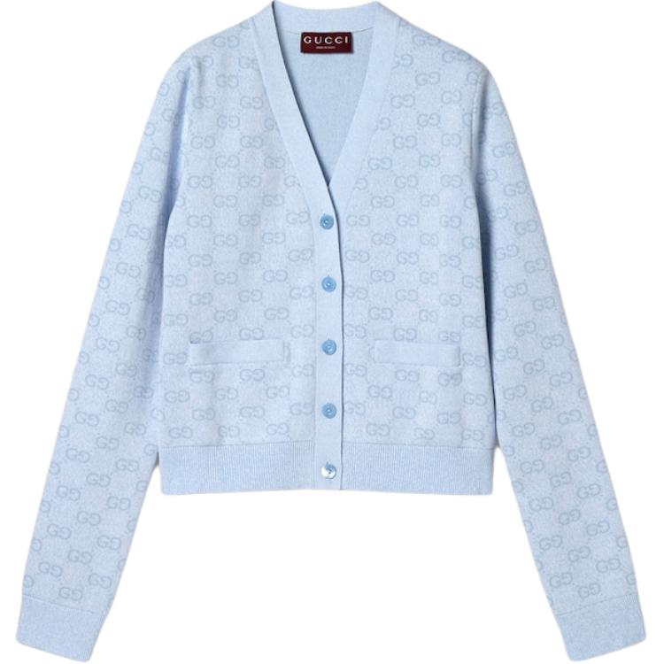 GUCCI Fine Cotton Gg Jacquard Cardigan