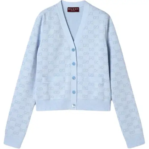 GUCCI Fine Cotton Gg Jacquard Cardigan
