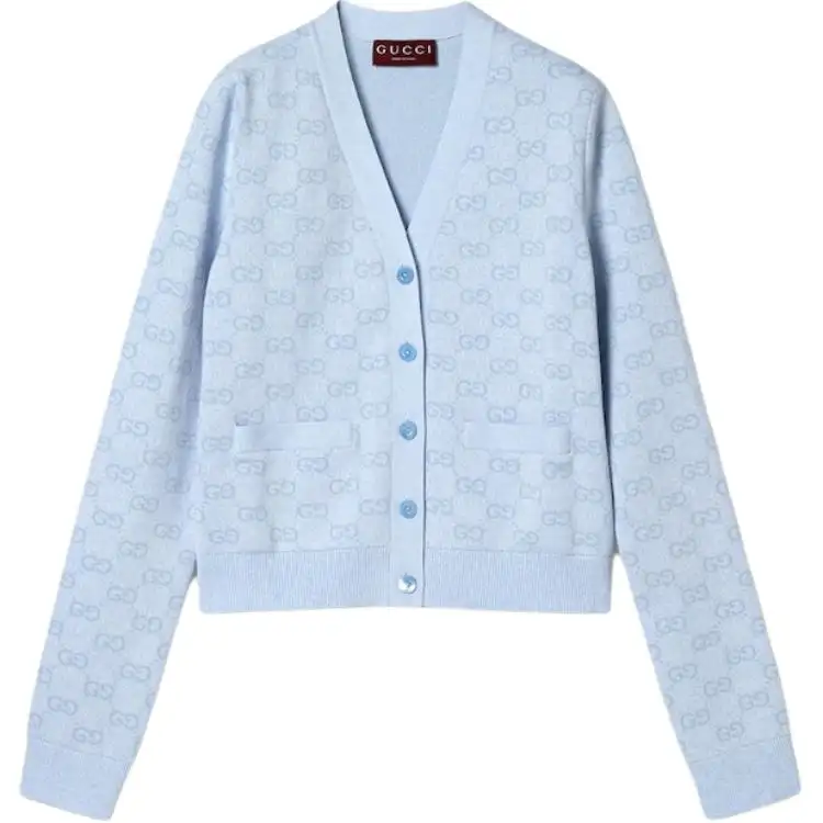 GUCCI Fine Cotton Gg Jacquard Cardigan
