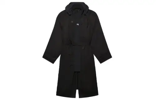 Balenciaga Trench Coats Women's Black Hooded Moderate