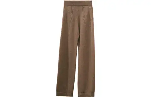 HERMES Casual Pants Women's Dark Coffee Moderate Straight Fit Pants