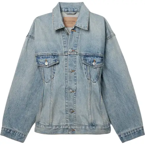 Balenciaga Denim Jacket, Regular Fit Women's Light Blue