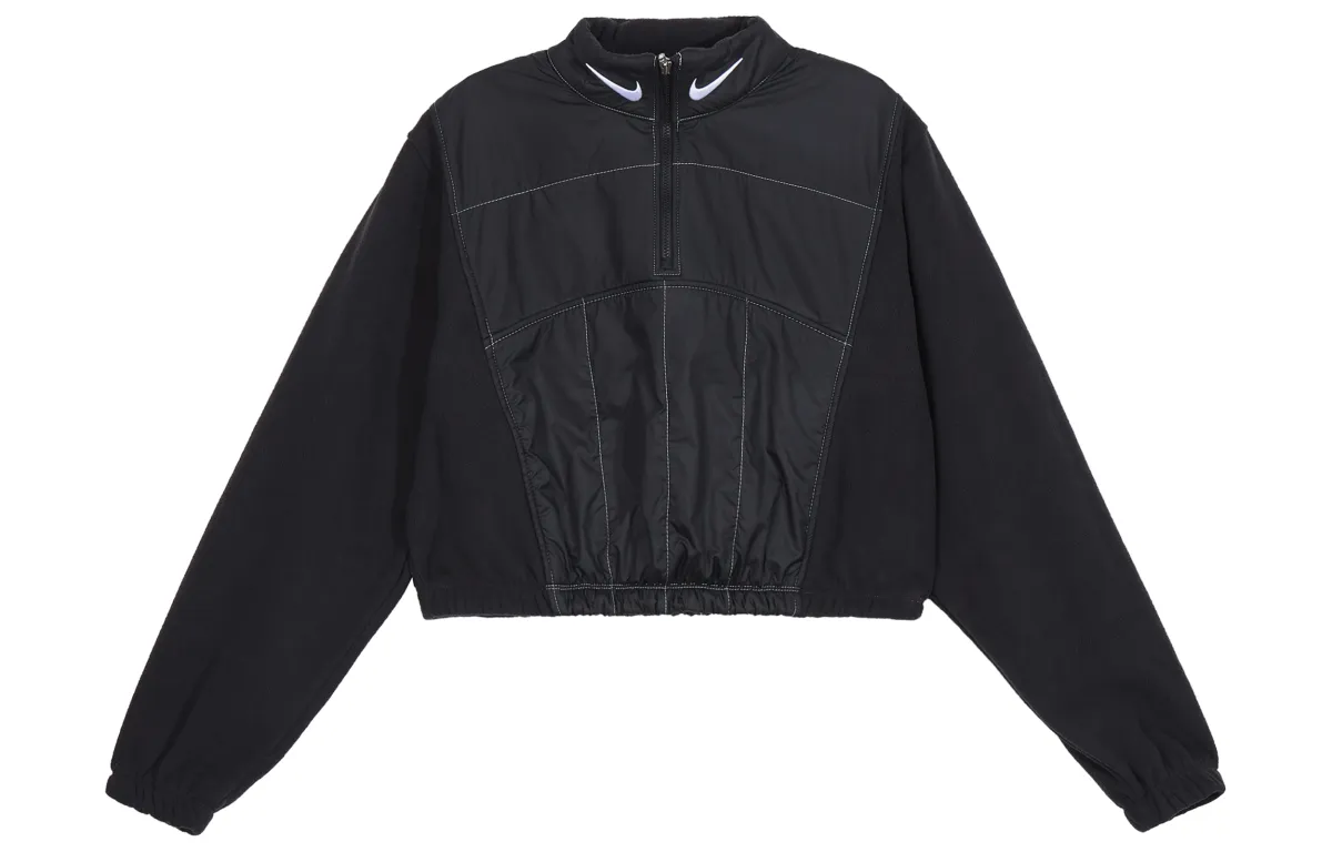 Nike Velvet Jackets Women's Black Stand Collar Moderate