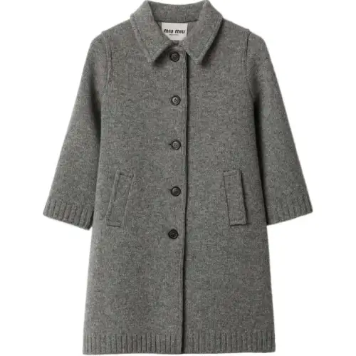 MIU MIU Coats Women's Gray Lapel Moderate Straight Fit