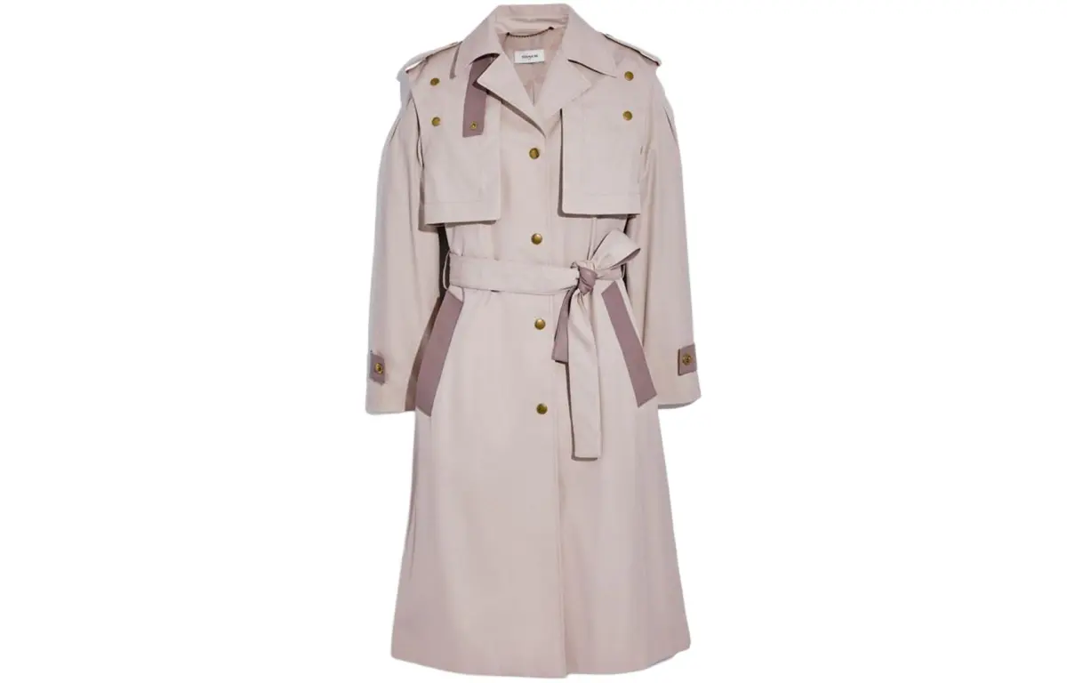 COACH Trench Coats Women's Pink Lapel Moderate Other