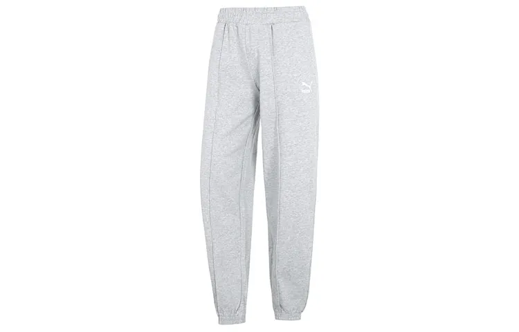 PUMA Knitted Sweatpants Women's Gray Moderate Cuffed Pants