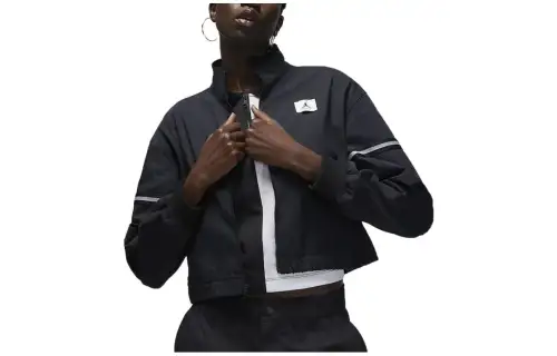 Jordan Cropped Coats Women's Black Stand Collar Thin
